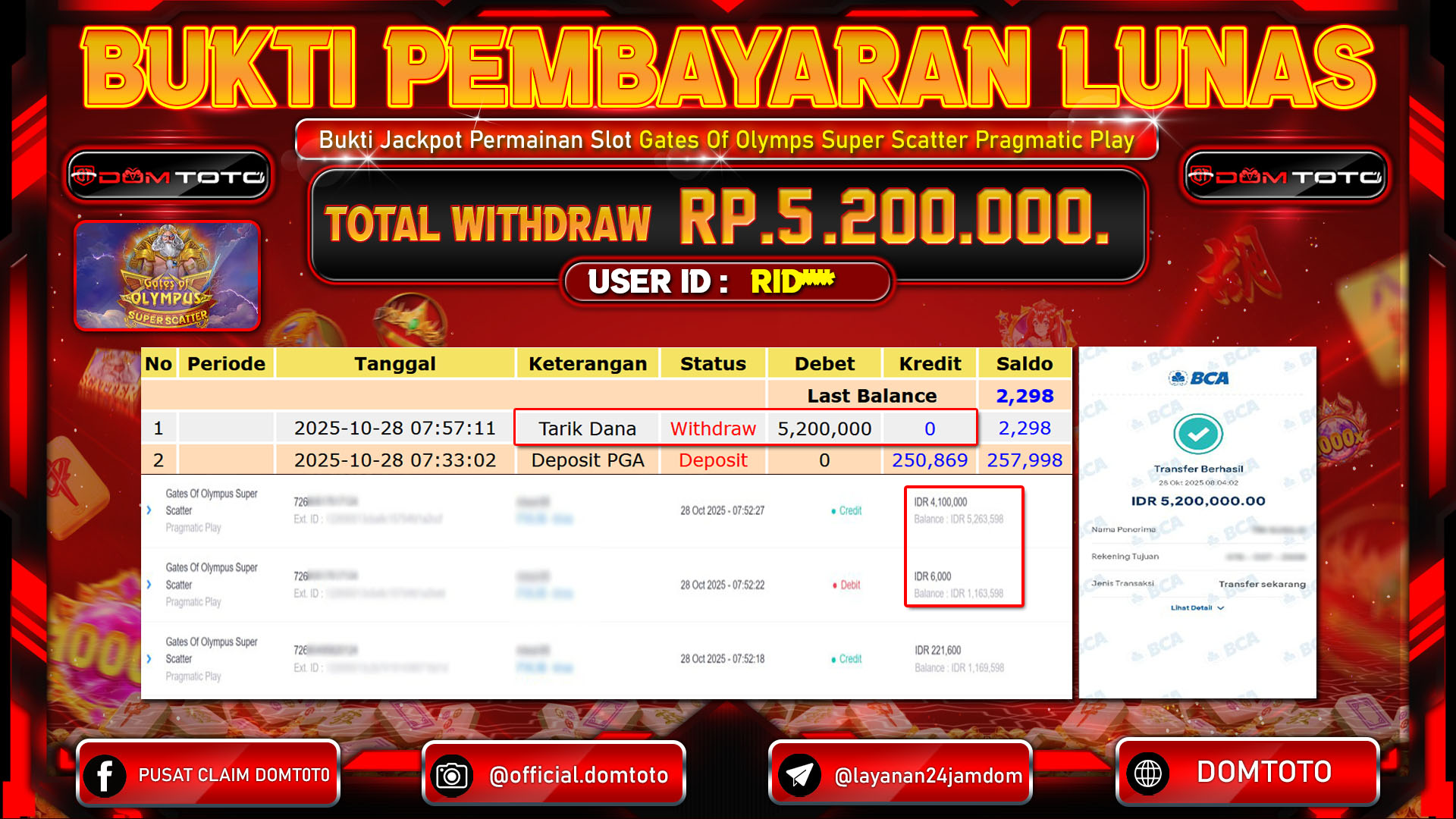 JACKPOT Slot Gates Of Olympus Super Scatter Pragmatic Play 28 OKTOBER 2025